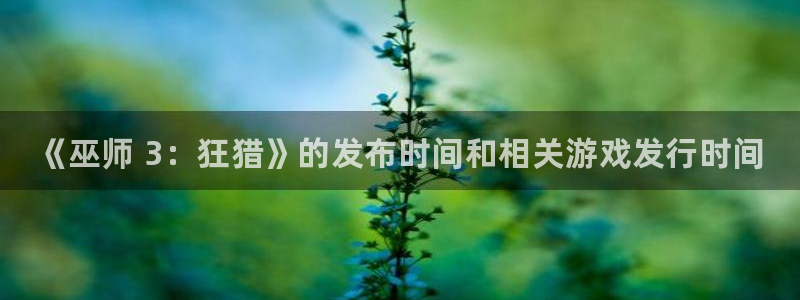 顺盈娱乐革7O777：《巫师 3：狂猎》的发布时间和相关游戏发行时间